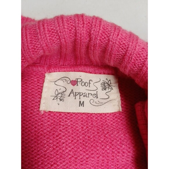 Poof Apparel Womens Pink Sweater Long Sleeve Full Zip Sz M - Picture 6 of 8